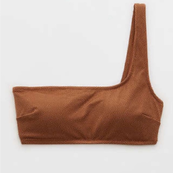 aerie Other - Aerie Brown Shine Pique One Shoulder
Bandeau Top Size M
